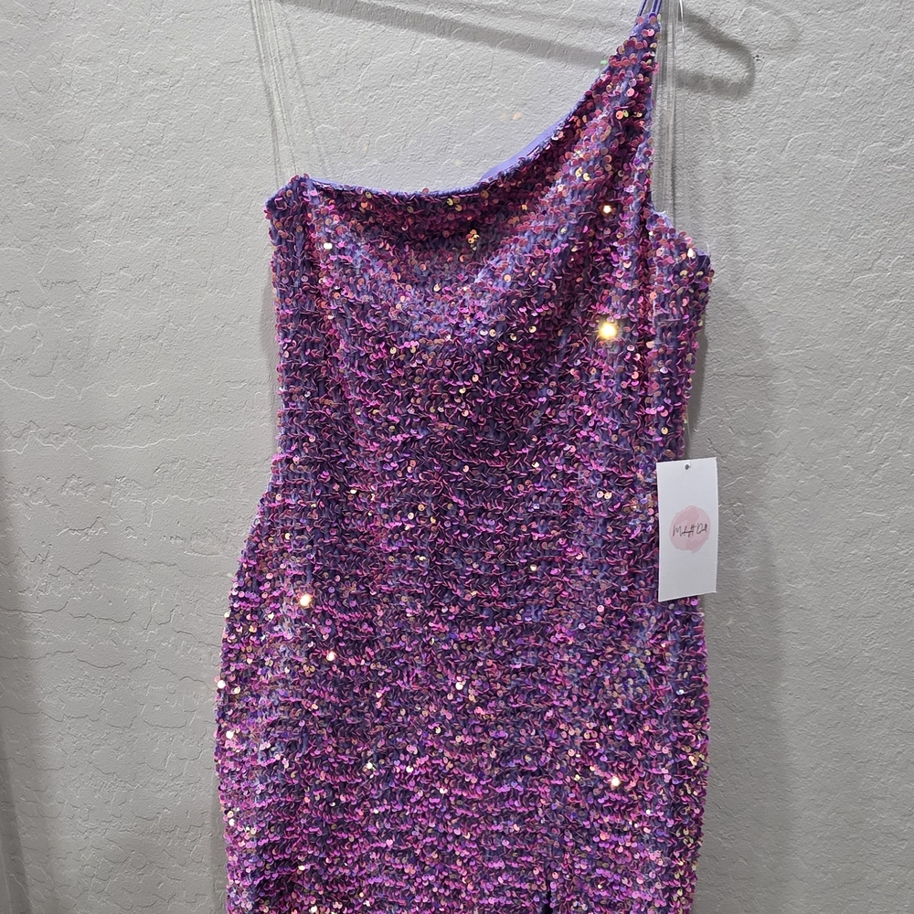 Purple Sequin One-Shoulder Dress